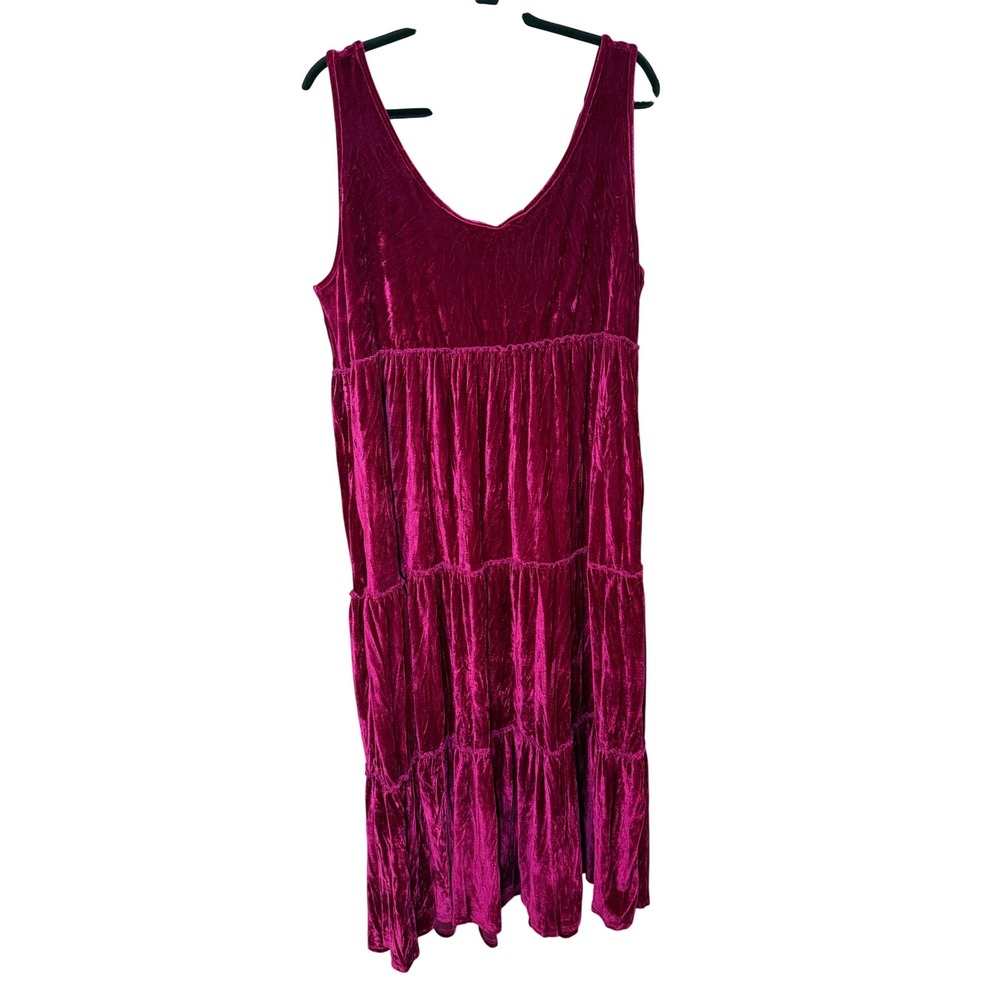 Natural Life Karlie Maxi Dress Velvet‎ Sleeveless Magenta Size XL